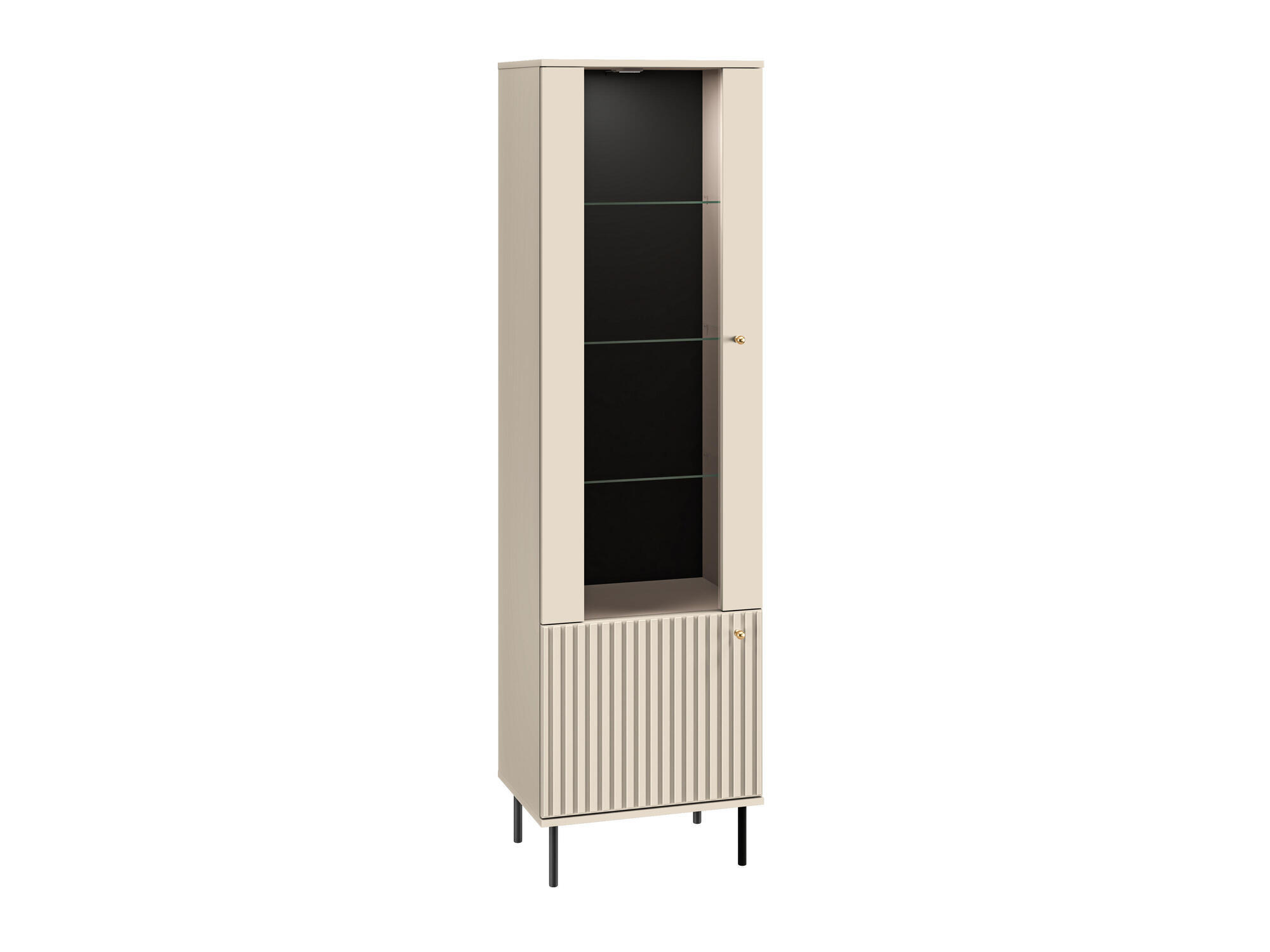 VITRINE SOPHIE Beige 55x40x190 cm - Beige, Holzwerkstoff (55/190/40cm) - FURNLUX