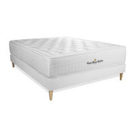 BETT Buckingham Memory-Schaum 180 x 220 cm h1 - Kit Bettgestell Weiß - Beige/Weiß, Karton/Holz (180/220cm) - ROYAL PALACE BEDDING