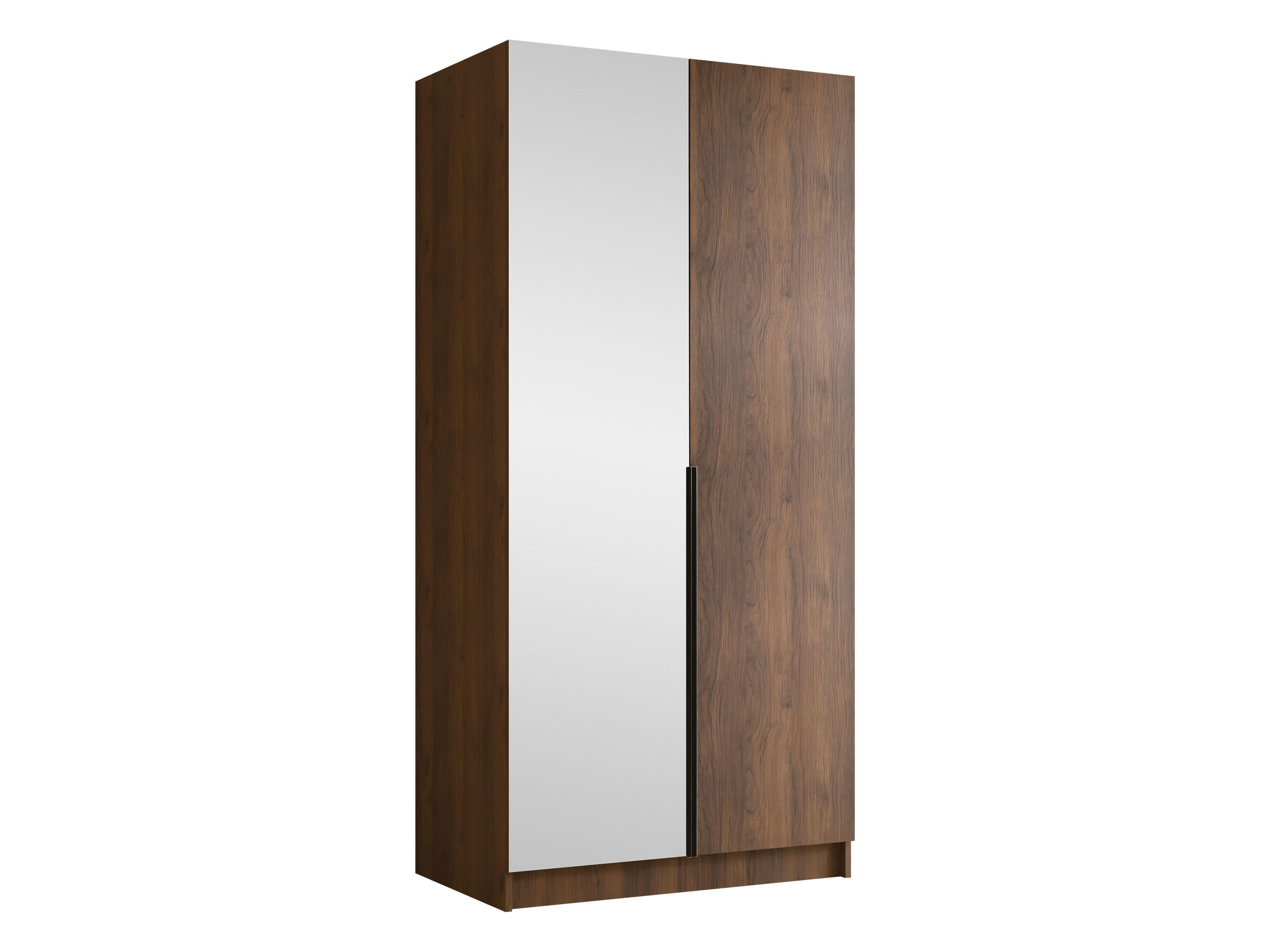 KLEIDERSCHRANK Bono II - Nussbaumfarben/Schwarz, Holzwerkstoff/Metall (100/215/58cm) - MIRJAN24