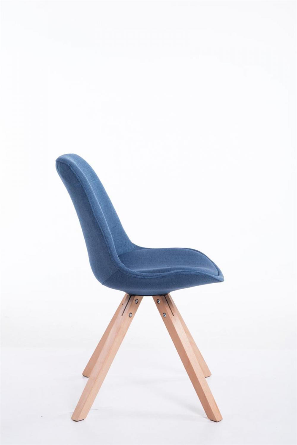 STUHL Stoff blau - Blau/Eukalyptusholzfarben, Holz/Textil (48/84/56cm) - CLP