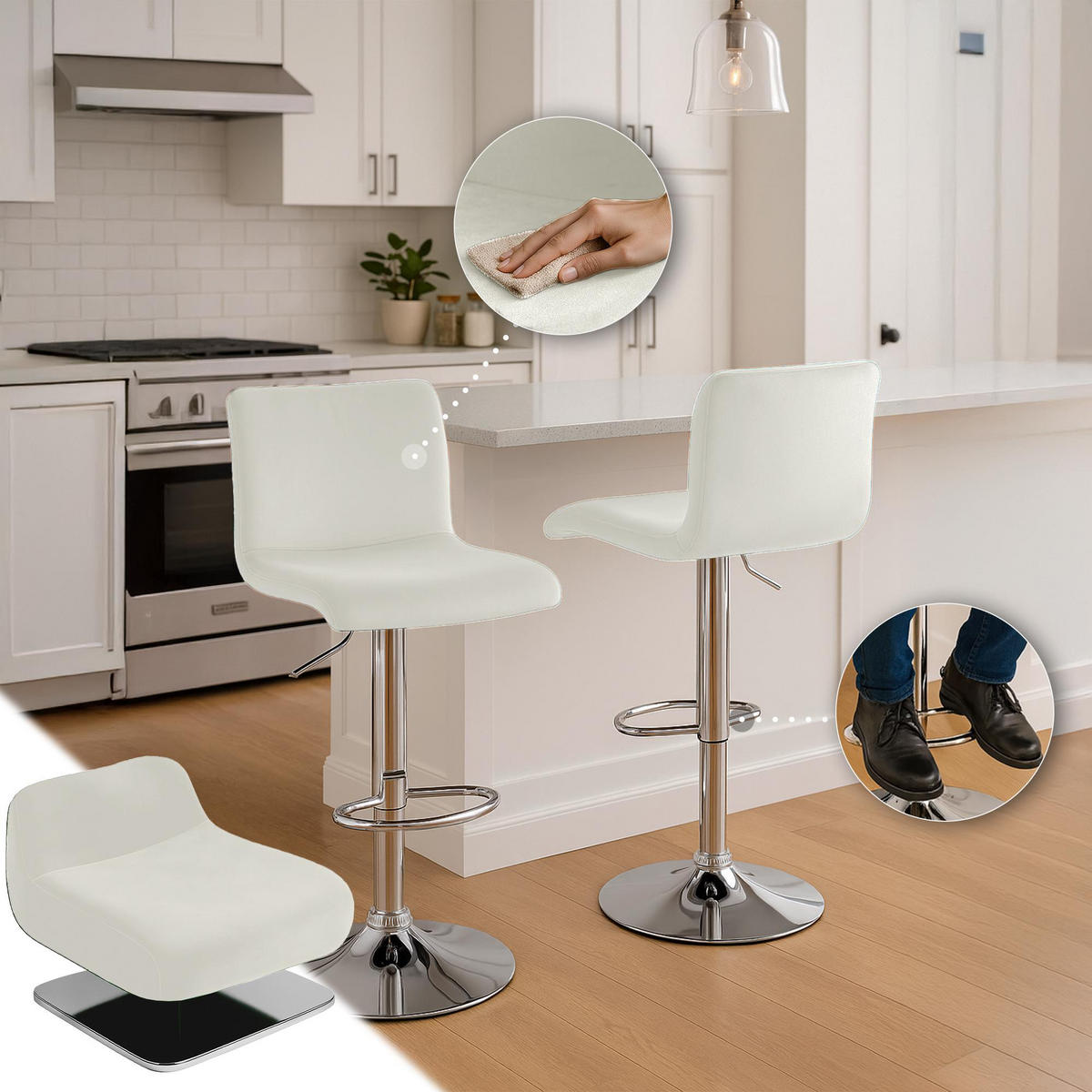 BARHOCKER Samt Creme - Creme, Textil (39/83/36cm) - CLP