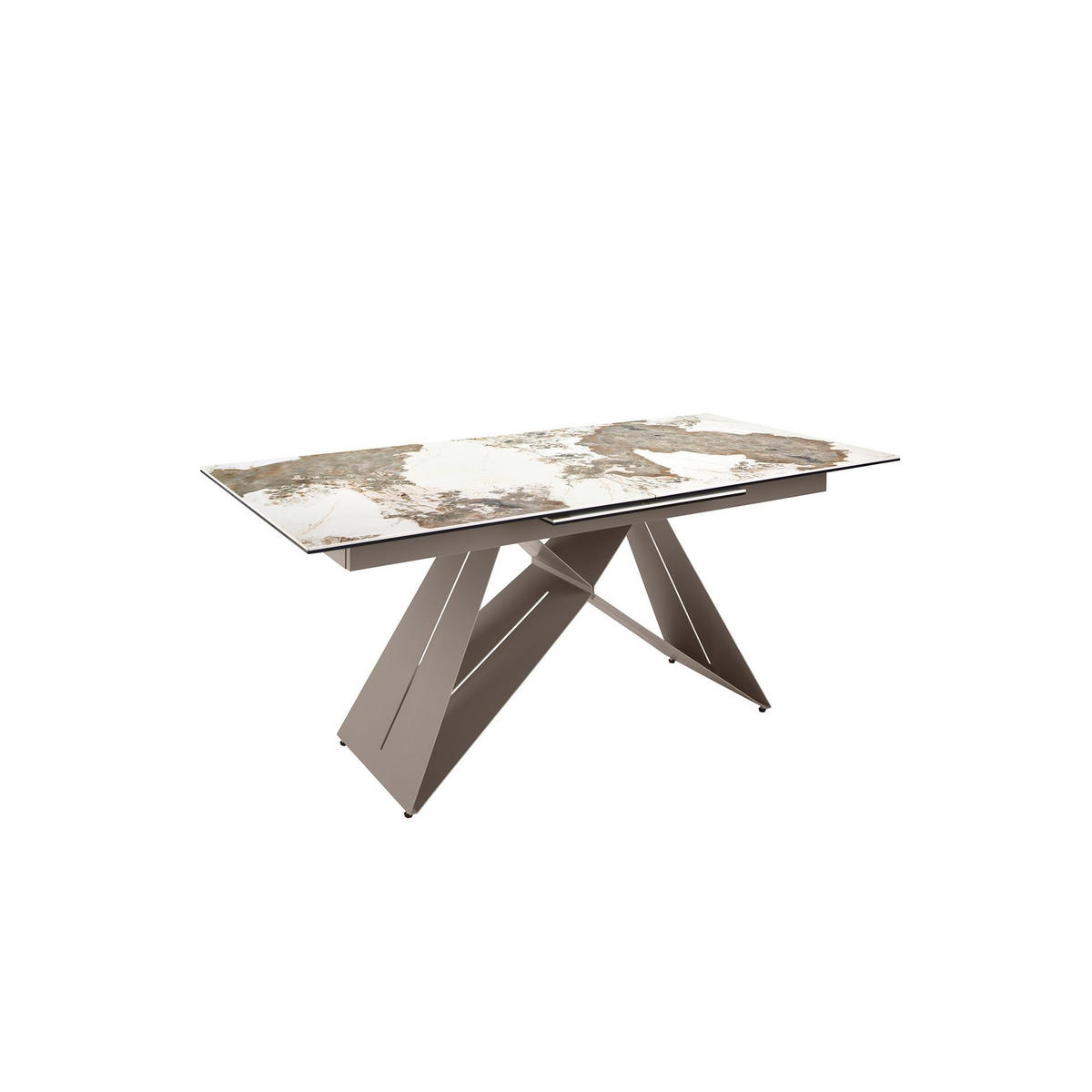 ESSTISCH Rechteckiger ausziehbarer Esstisch aus Porzellanmarmor und taupefarbenem Stahl 180/90/76 cm - Goldfarben/Weiß, Stein (90/180/76cm) - ANGEL CERDA
