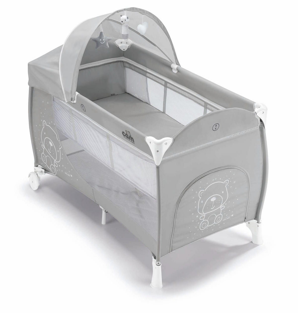 REISEBETT für Babys Daily Plus | für 0-36 Monate | Kinderreisebett inklusive Wickelunterlage und Transporttasche | Grau - Grau, Textil (26/23/80cm) - Cam il Mondo del Bambino S.p.A.