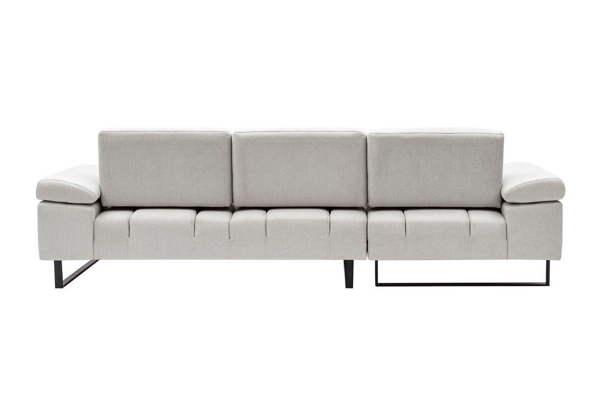 ECKSOFA mit verstellbarer Rückenlehne - Beige/Schwarz, Textil/Metall (314/174cm) - myHomelando