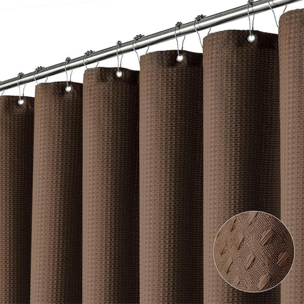 DUSCHVORHANG – 180 x 180 cm (inkl. 12 Kunststoffhaken) – Braun - Braun, Textil (180/180cm)