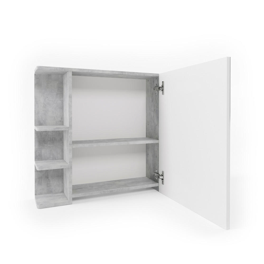 BADSPIEGELSCHRANK Fynn Beton 79.6 x 64 cm - Schieferfarben, Holzwerkstoff (79.6/64/21.2cm) - Vicco