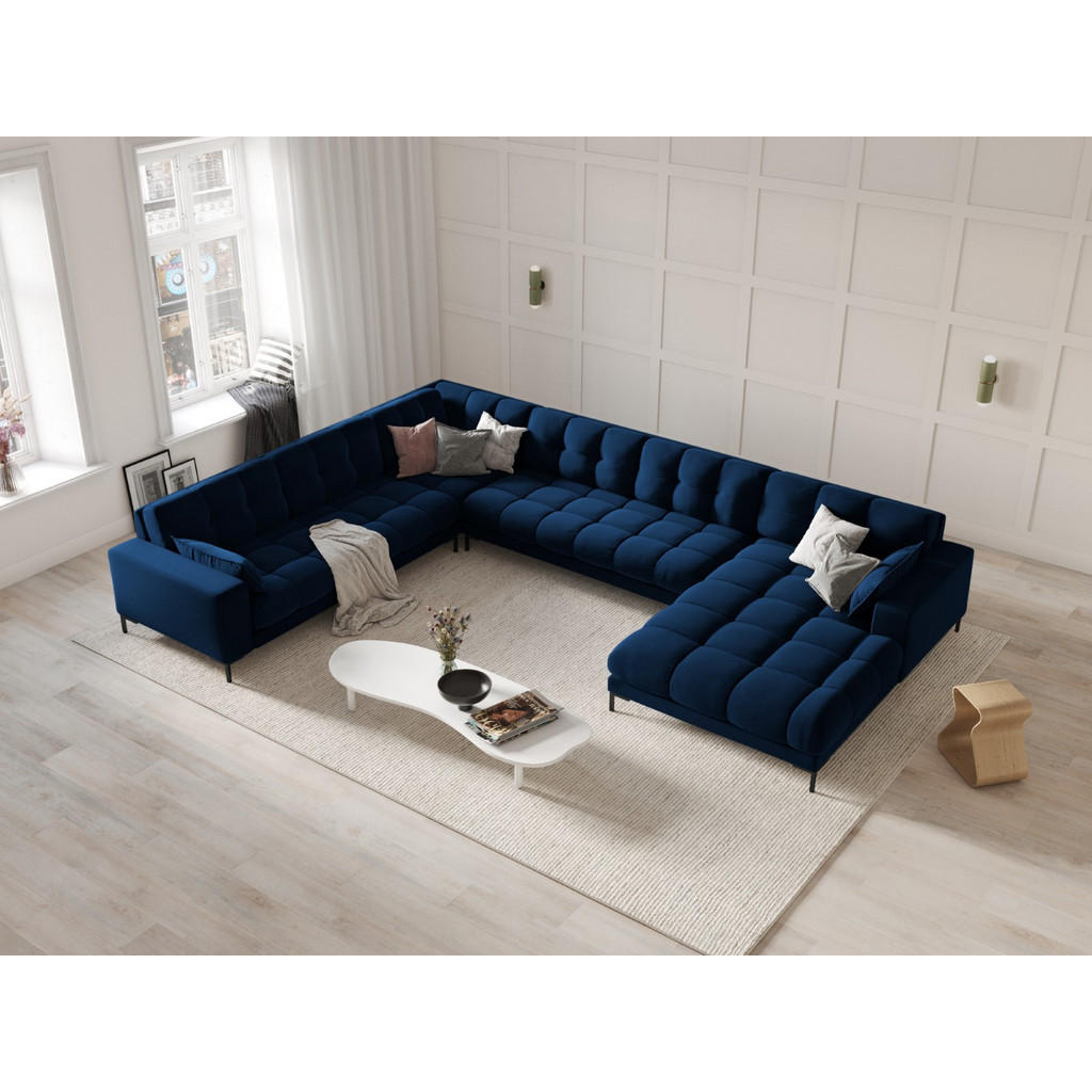 Thumbnail - Micadoni Panoramasofa, Dunkelblau, Textil, 7-Sitzer, U-Form, 256x75x327 cm, Hergestellt in Europa, Oeko-Tex®, Wohnzimmer...