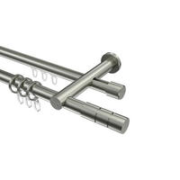 RUNDROHR-INNENLAUF-GARDINENSTANGEN-SET Platon Elanto 160 cm, 2-läufig, 20 mm Ø Edelstahl-Optik - Edelstahlfarben, Metall (160cm) - INTERDECO