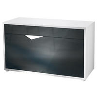 SCHUHSCHRANK Kolmio Schwarz Hochglanz - Schwarz Hochglanz, Holzwerkstoff (85/50/33cm) - Vladon