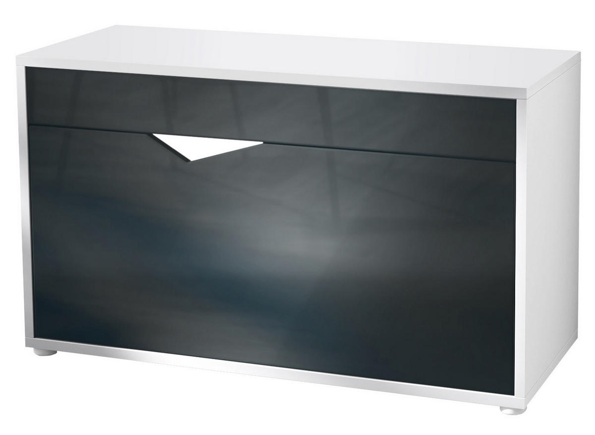 SCHUHSCHRANK Kolmio Schwarz Hochglanz - Schwarz Hochglanz, Holzwerkstoff (85/50/33cm) - Vladon