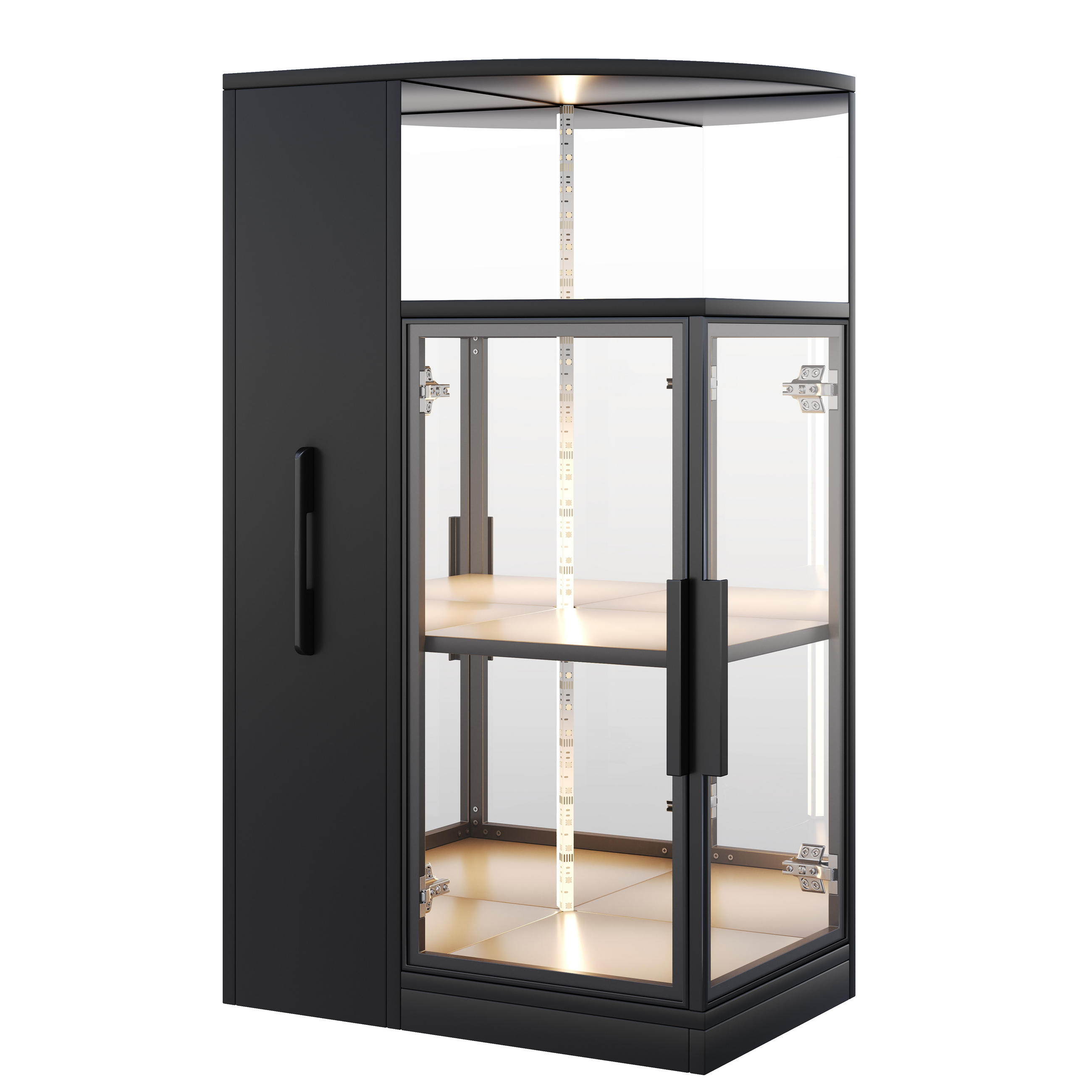 VITRINE LED ESG Glas Ausziehbar 112cm Sammlervitrine Schwarz - Schwarz, Glas (64/112/42cm) - FLIEKS