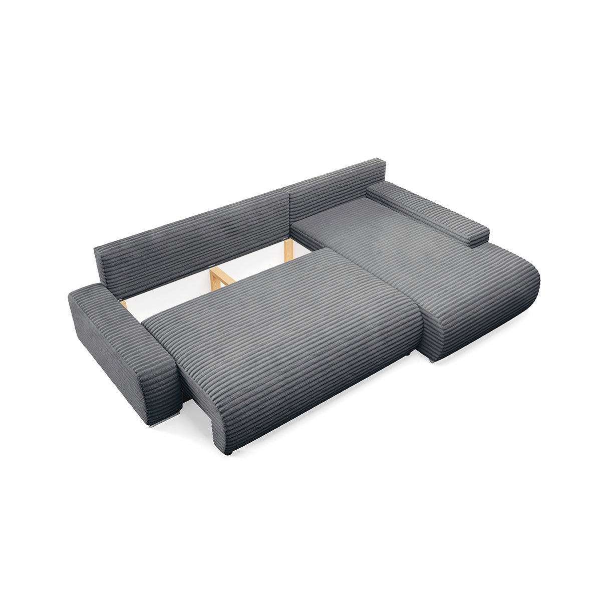 ECKSOFA Ivana 3 Sitzplätze Dunkelgrau - Grau, Holz (265/172cm) - Petits-meubles