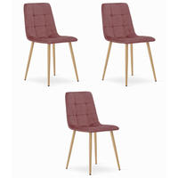 ESSZIMMERSTUHL 3-er Set PYRA rosa Sitz, Beine in Holzfarbe - Pink/Eichefarben, Textil (45/87/50.5cm) - Valora