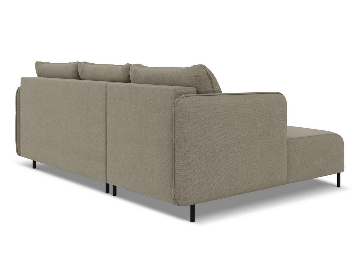 ECKSOFA mit Schlaffunktion Strukturstoff Stoff Beige - Beige/Schwarz, Holz/Textil (162/236cm) - Makamii