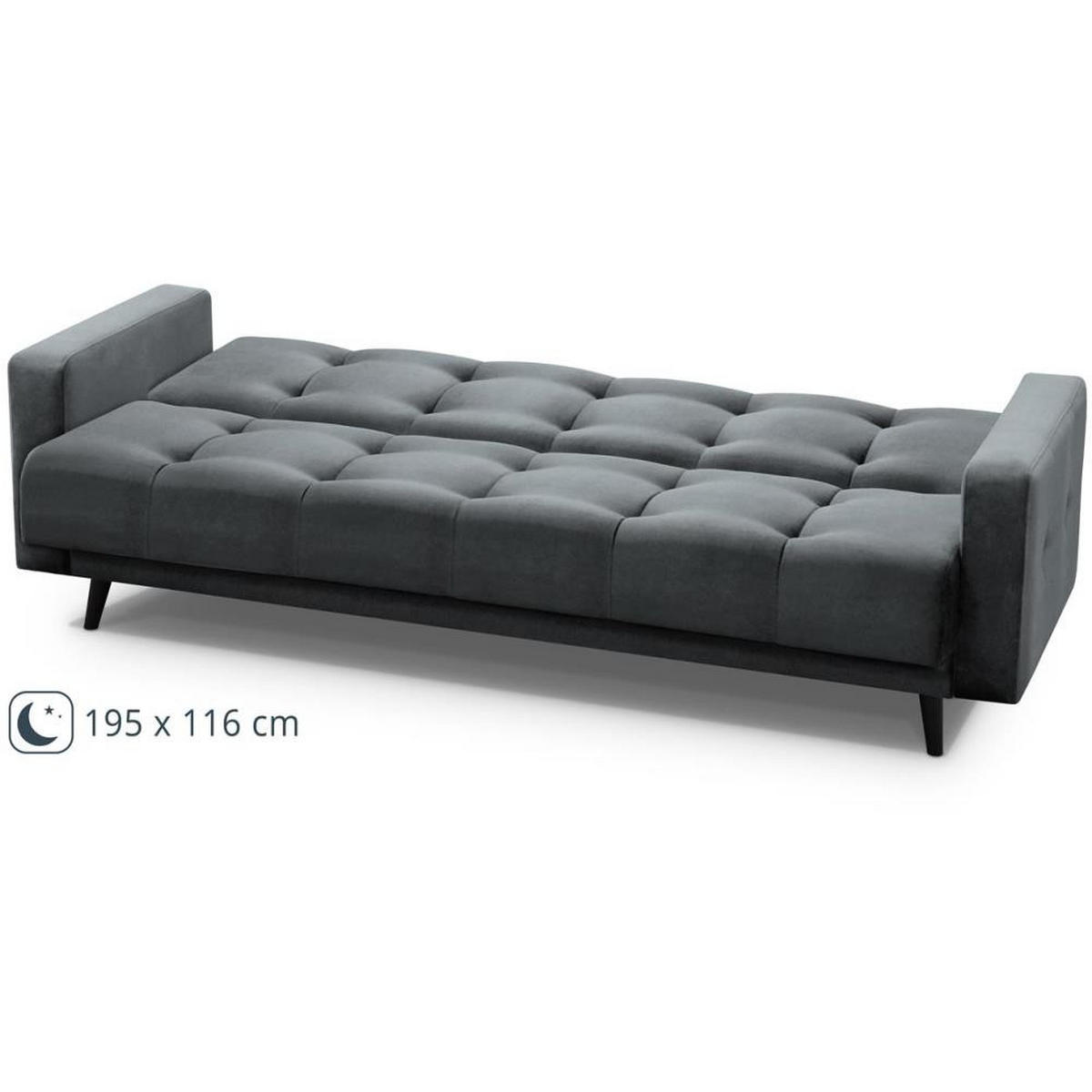 3-SITZER Schlafsofa Nancy Bis grau - Grau, Holz/Textil (220/89/93cm) - Beautysofa