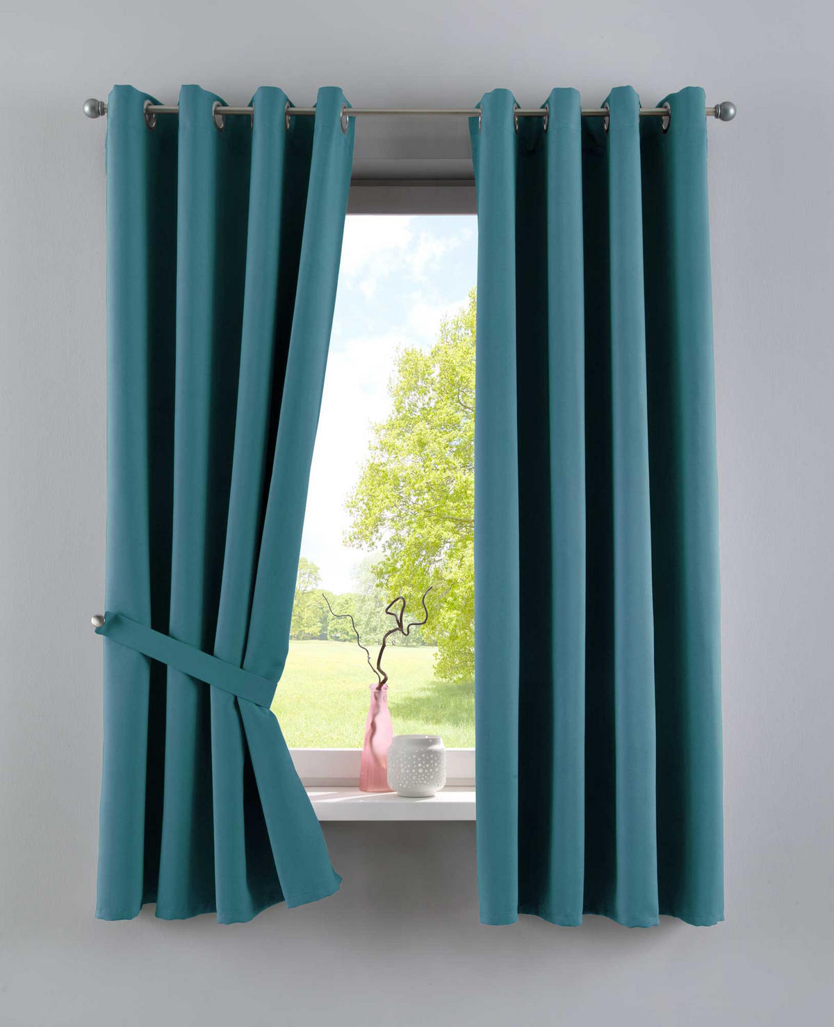 VORHANG »NEW YORK« HxB 245x295 cm Petrol - Petrol, Textil (295/245cm) - Gardinenbox