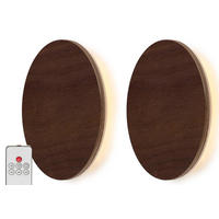 LED-BATTERIE Wandleuchte Indirektes Licht Echtholz Fernbedienung mit Timer Walnussholz 2er-Set - Braun, Holz (3.7/15/15cm) - Northpoint