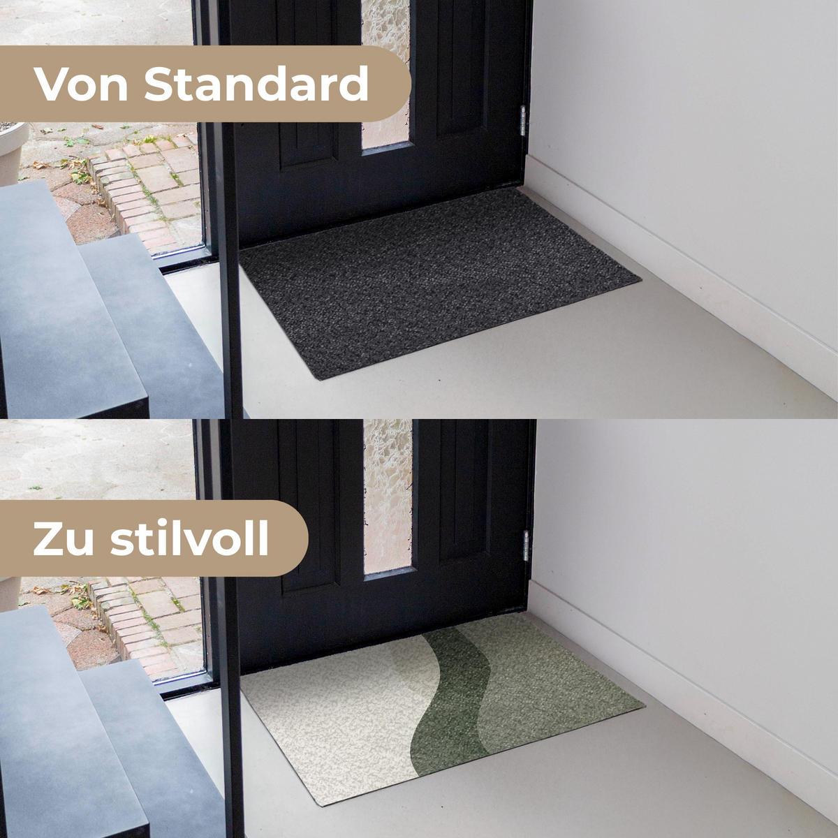 FUSSMATTE Japandi - Grün - Abstrakt - Modern 90x60 cm - Olivgrün, Kunststoff (90/0.4cm) - MuchoWow