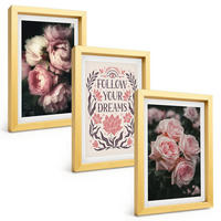 BILDER SET 3er Set - 20x30 cm Goldrahmen - Vintage-Rosenträume-Inschrift - Goldfarben, Kunststoff (20/30cm) - TULUP