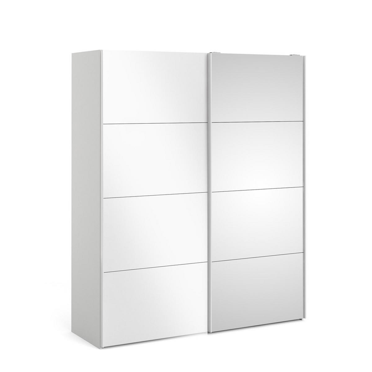 SCHWEBETÜRENSCHRANK weiß hochglanz - Weiß, Holzwerkstoff (183/221/61cm) - ebuy24