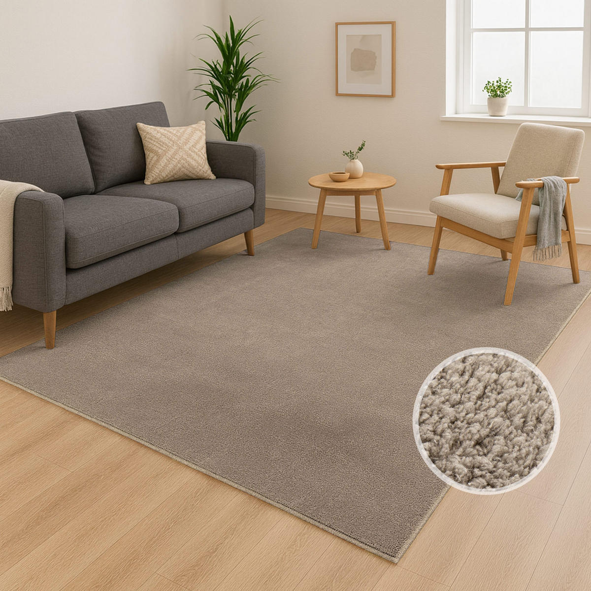 KURZFLOR-TEPPICH Calma 200 Taupe 120x160 cm - Taupe, Kunststoff/Textil (120/160cm) - carpet city