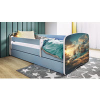 KINDERBETT Schiff 80x160 cm mit Schublade, Rausfallschutz & Lattenrost, Blau - Blau, Holzwerkstoff (80/160cm) - RAUMHIRSCH FURNITURE