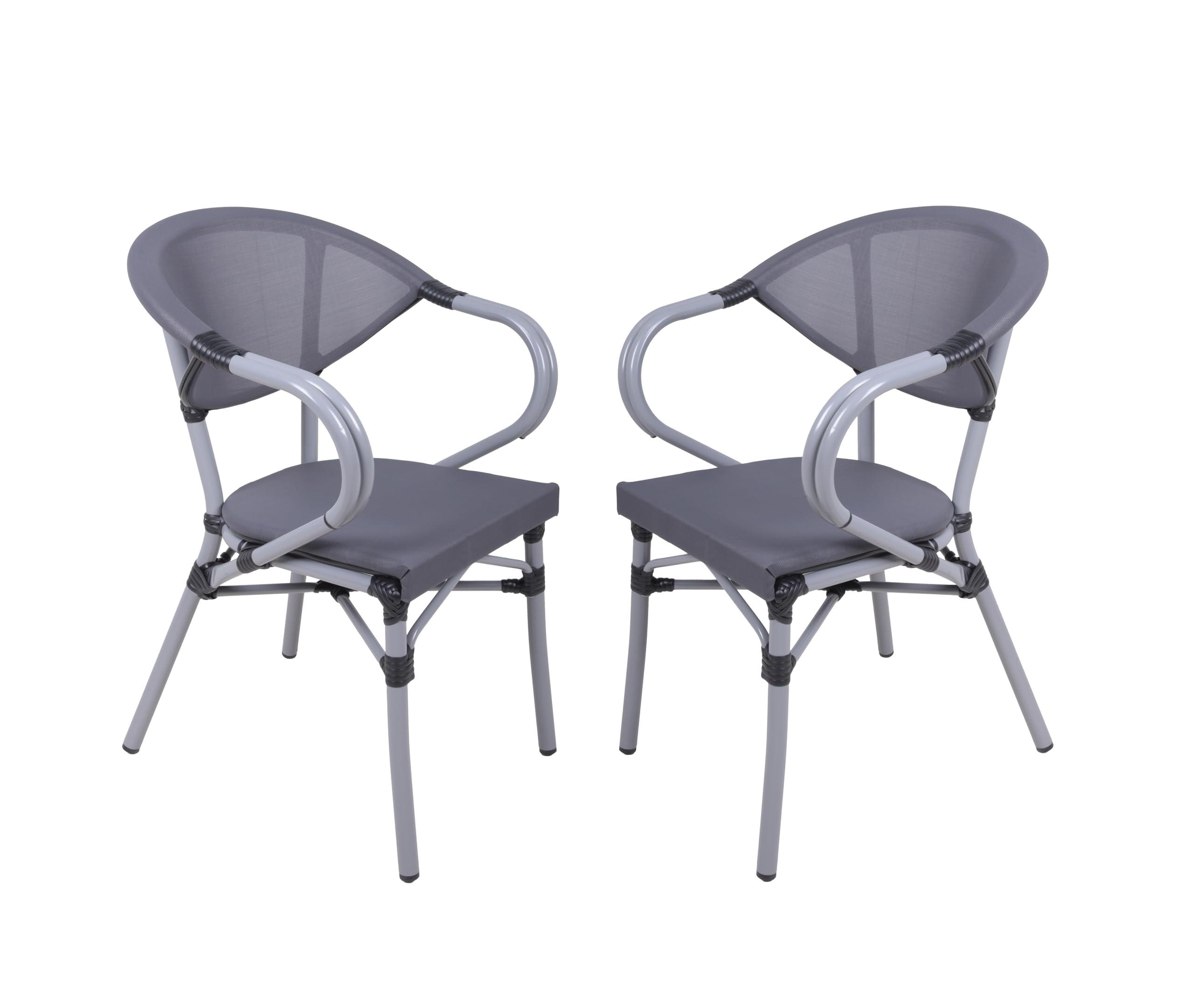 GARTENSTUHL 2er Set Sion Grau Stapelstuhl - Grau, Kunststoff (58/82/55cm) - DELUKE