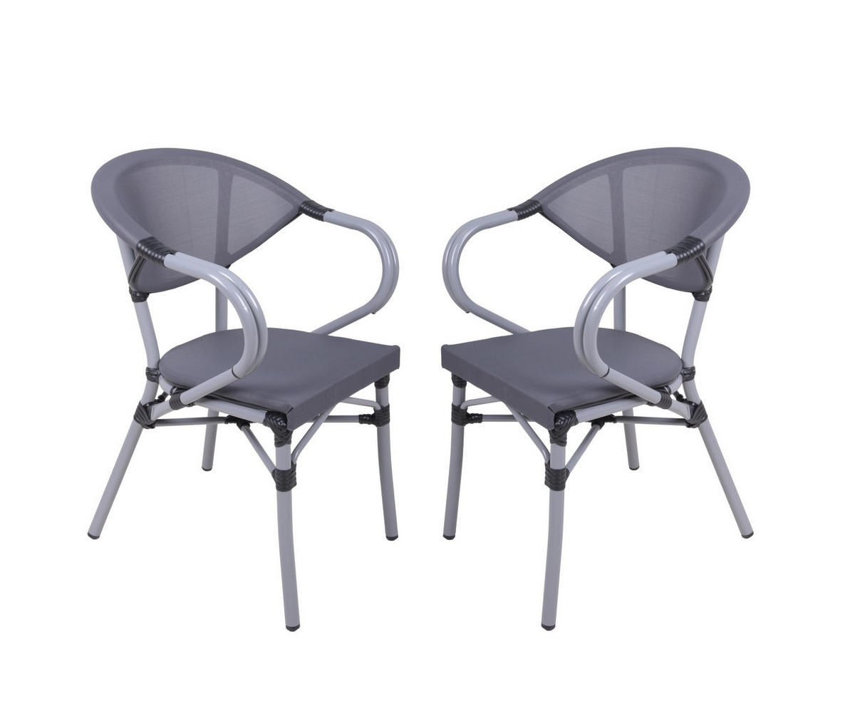 GARTENSTUHL 2er Set Sion Grau Stapelstuhl - Grau, Kunststoff (58/82/55cm) - DELUKE