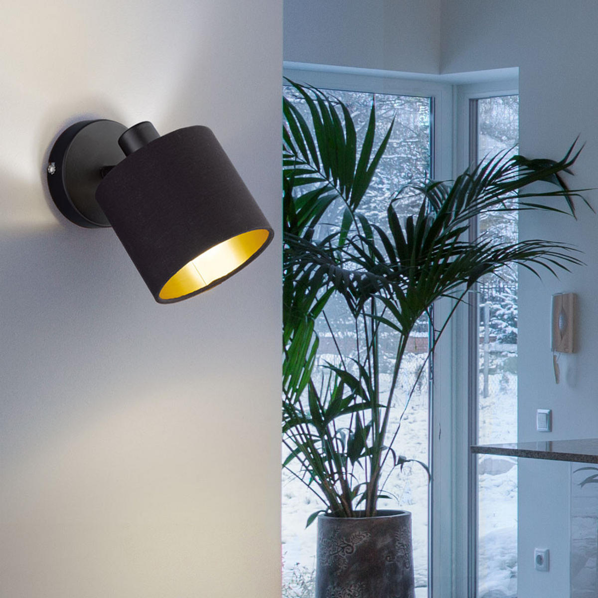 LED WANDLEUCHTE Tommy Schwarz-Gold - Schwarz, Metall (12/19/17.6cm)