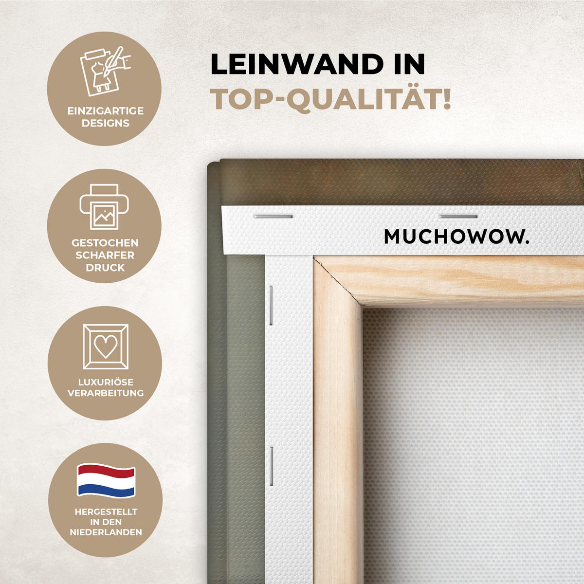 LEINWANDBILD Alte Meister - Blumen - Balthasar van der Ast Wanddeko 90x60 cm - Hellbraun, Textil (90/60cm) - MuchoWow