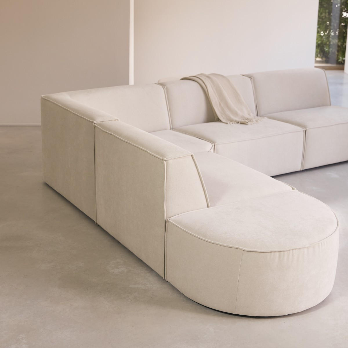 SOFA Dario Beige aus Stoff - Beige, Textil (291/259cm) - Tikamoon