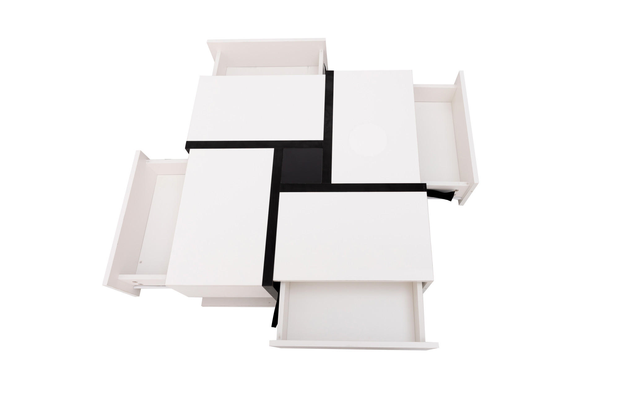 COUCHTISCH aus Spanplatte 78x78x36 cm in Weiß mit 4 Schubladen - Weiß, Holzwerkstoff (78/78/36cm) - Modfu