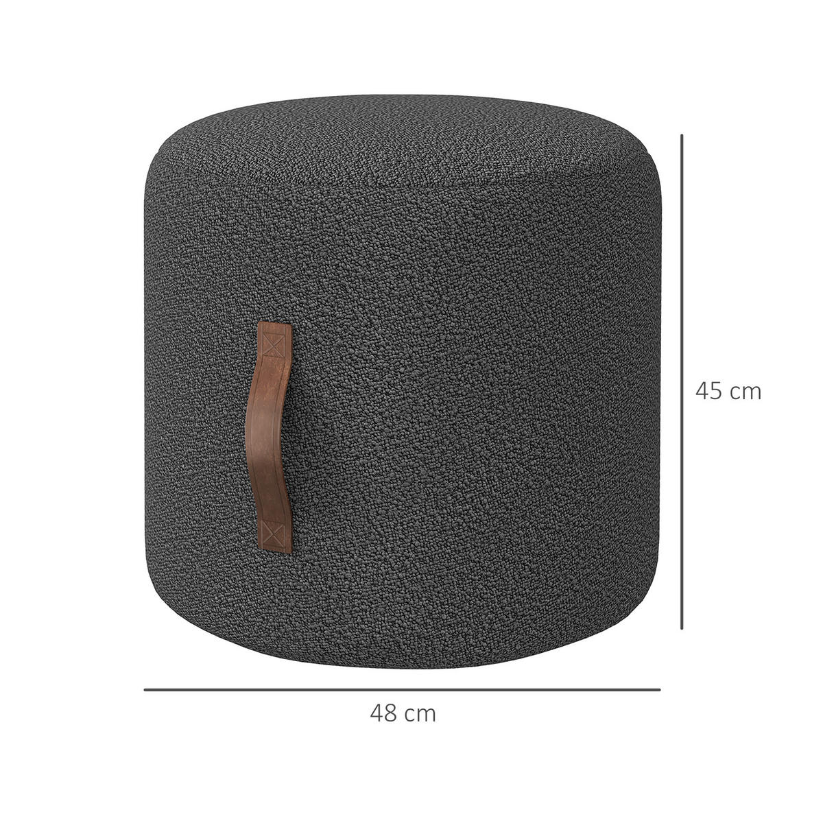 SITZHOCKER, Polsterhocker, Dunkelgrau - Dunkelgrau, Kunststoff (48/45/48cm) - HOMCOM