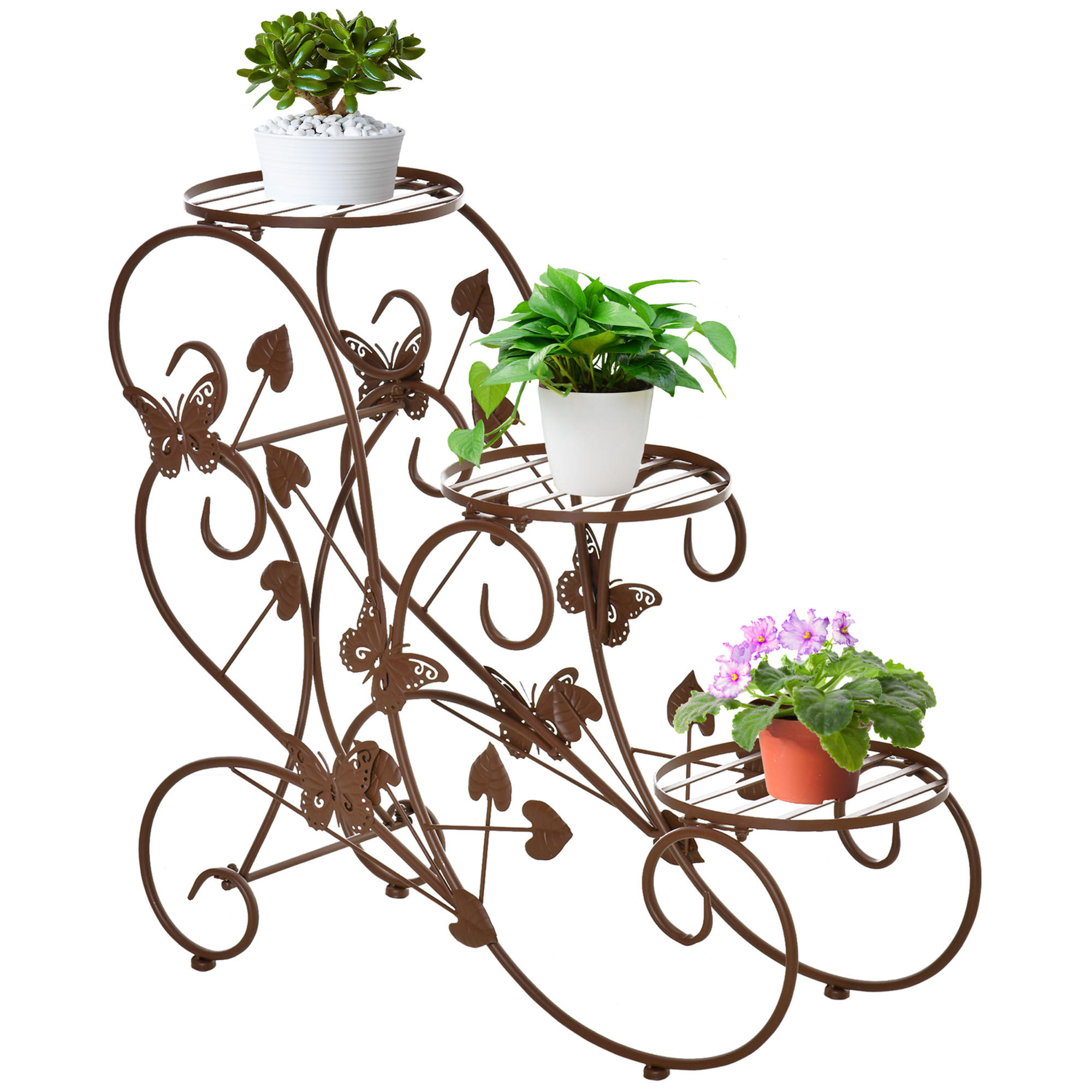 BLUMENSTÄNDER, Metall, Bronze - Bronzefarben, Metall (27/67/76cm) - Outsunny