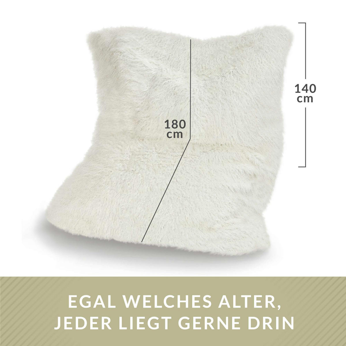 FELL RIESEN SITZSACK Square 140x180cm - Beige, Textil (140/25/180cm) - Green Bean