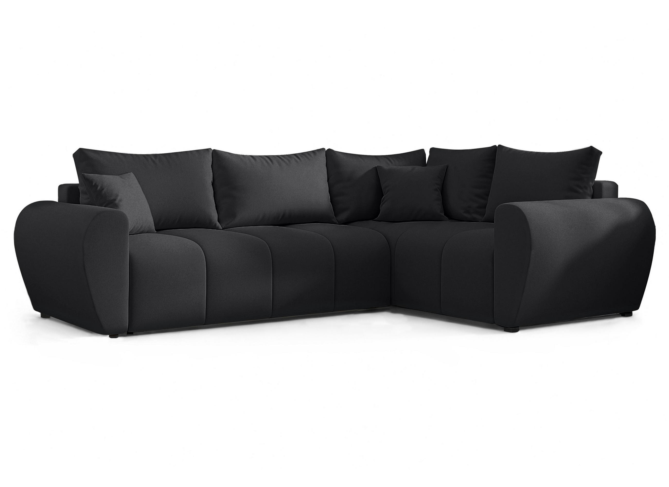 ECKSOFA L Form Malatya MAX Schwarz 246/145/80 cm stilvolle mit Schlaffunktion R - Schwarz, Kunststoff/Textil (235/175cm) - AX Living