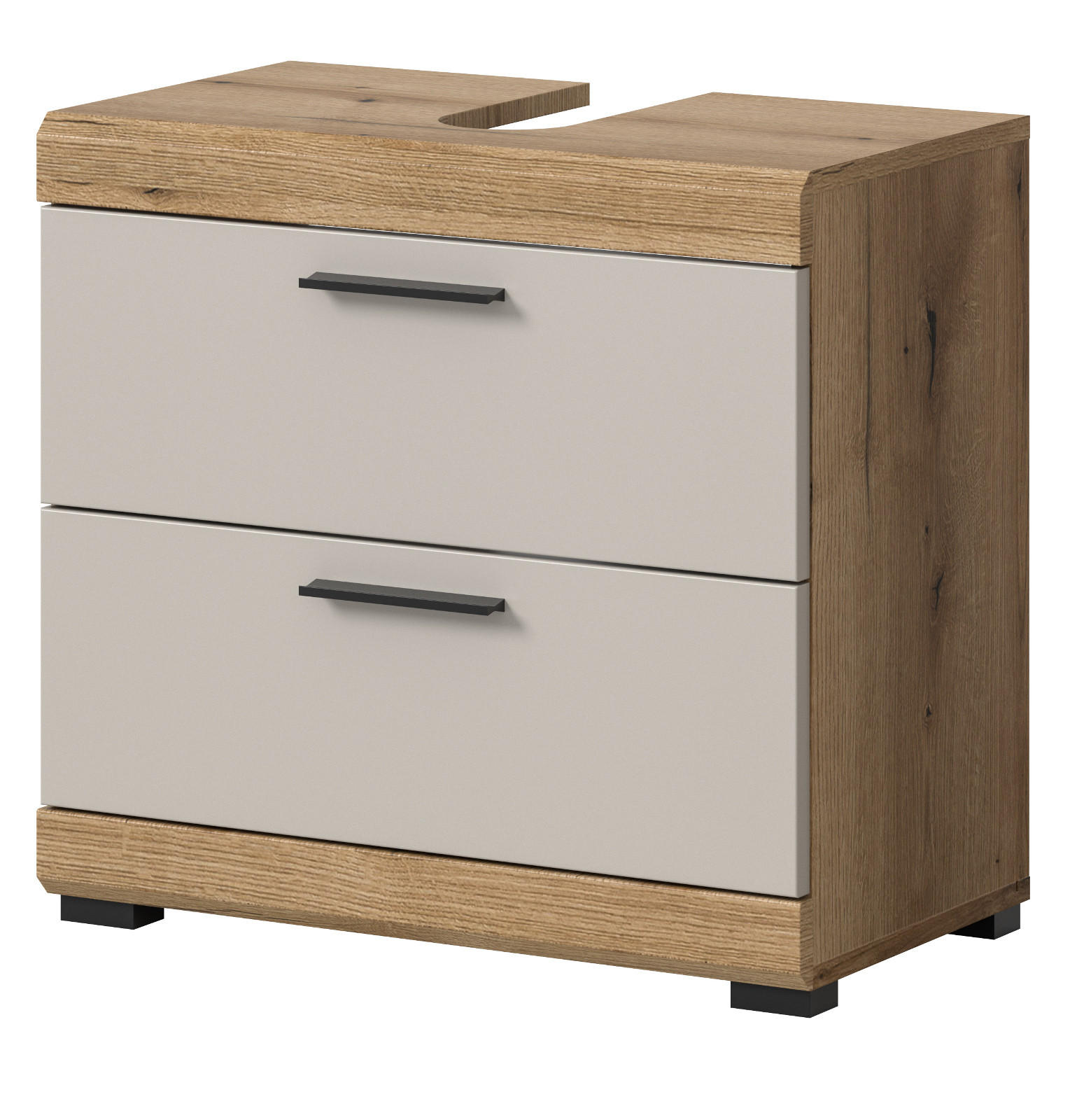 WASCHBECKENUNTERSCHRANK Sand Kaschmir, Evoke Eiche, Badezimmer Unterschrank 60 cm mit Schubkästen - Kaschmir/Eichefarben, Holzwerkstoff/Kunststoff (60/56/34cm) - Inn.Furn
