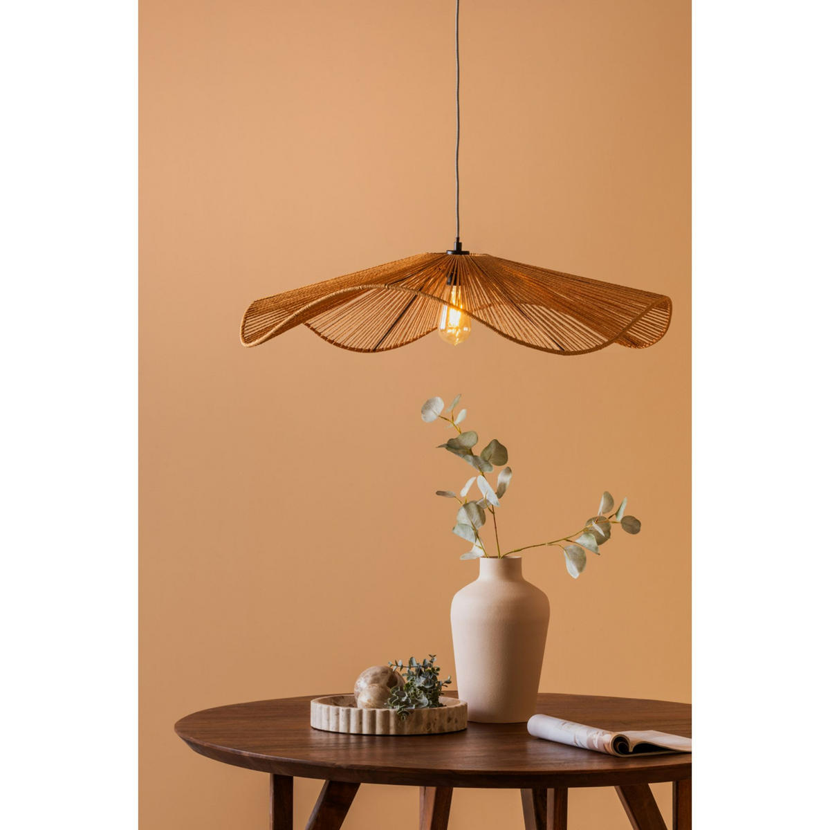 HANGELAMPE Sombra 80/80/19 cm - Naturfarben, Naturmaterialien (80/80/19cm) - Leitmotiv