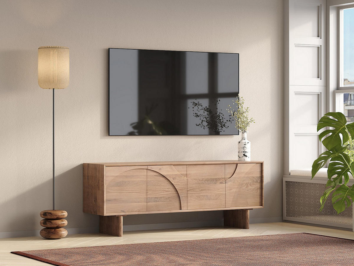 TV-BOARD - 160 cm x 40 cm - holz - naturfarben hell Berlama - Naturfarben, Holz (160/60/40cm) - Vente-Unique