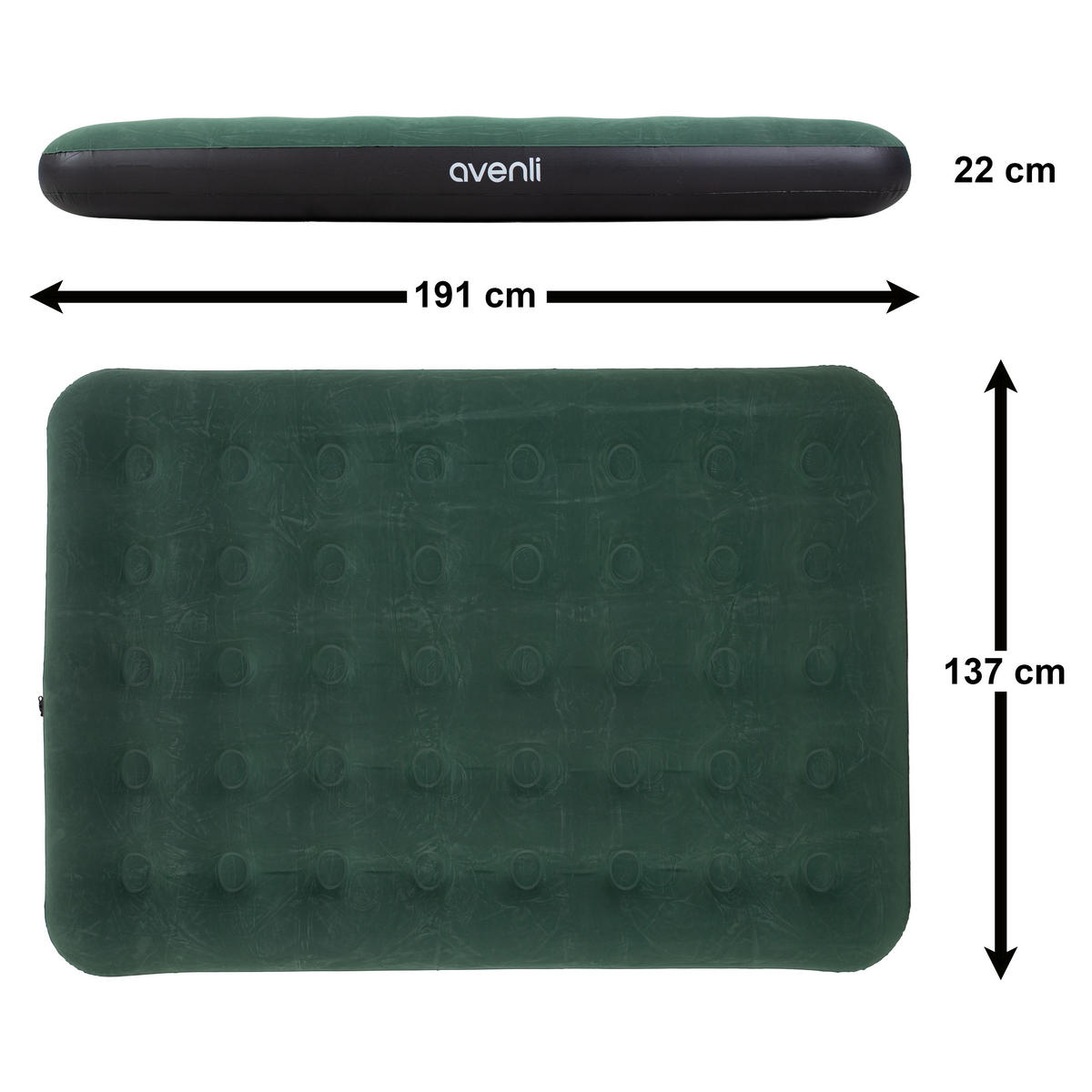 LUFTBETT Luftmatratze Camping CloudCoil grün 191x137x22cm - Grün, Kunststoff (137/191cm) - Avenli