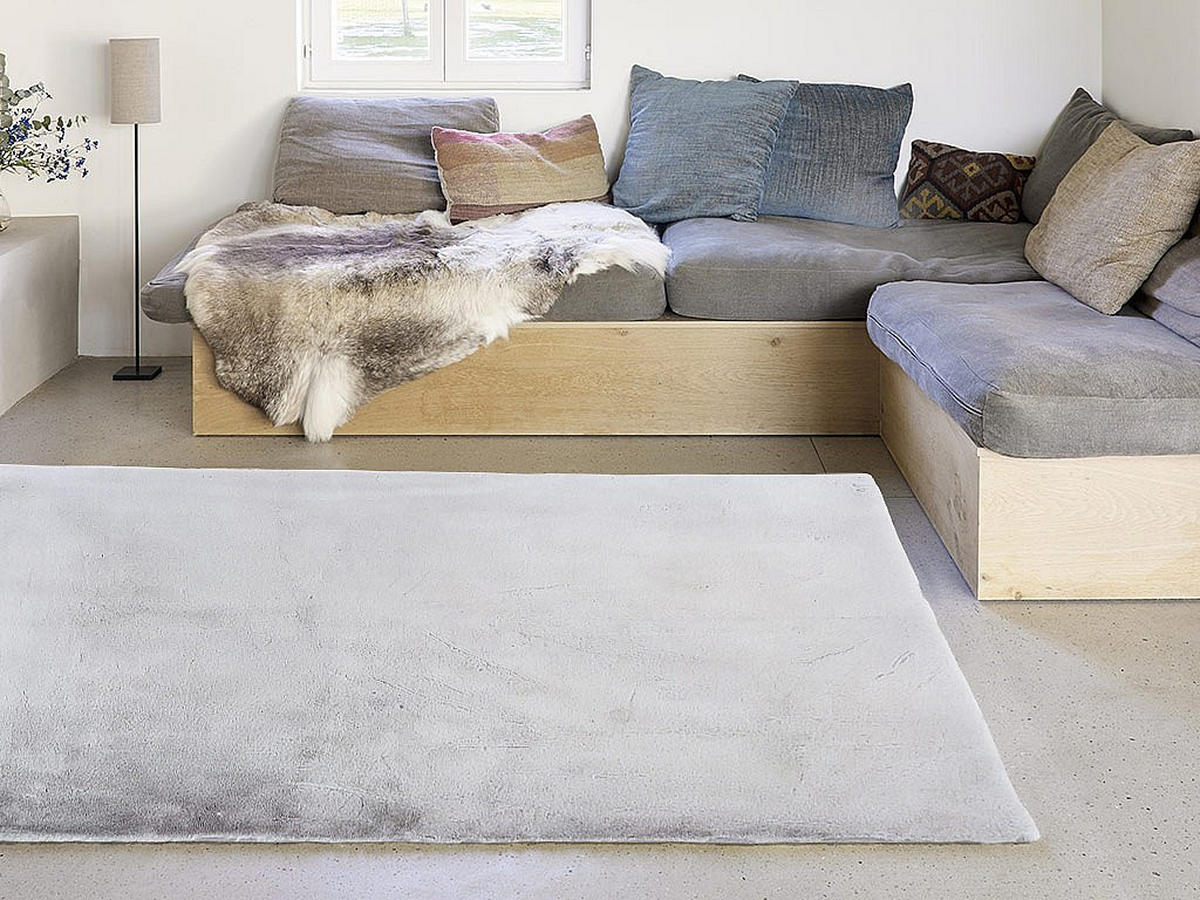 WOHNZIMMERTEPPICH - 200 cm x 150 cm - stoff - hellgrau Bunny - Hellgrau, Textil (200/150cm) - Vente-Unique