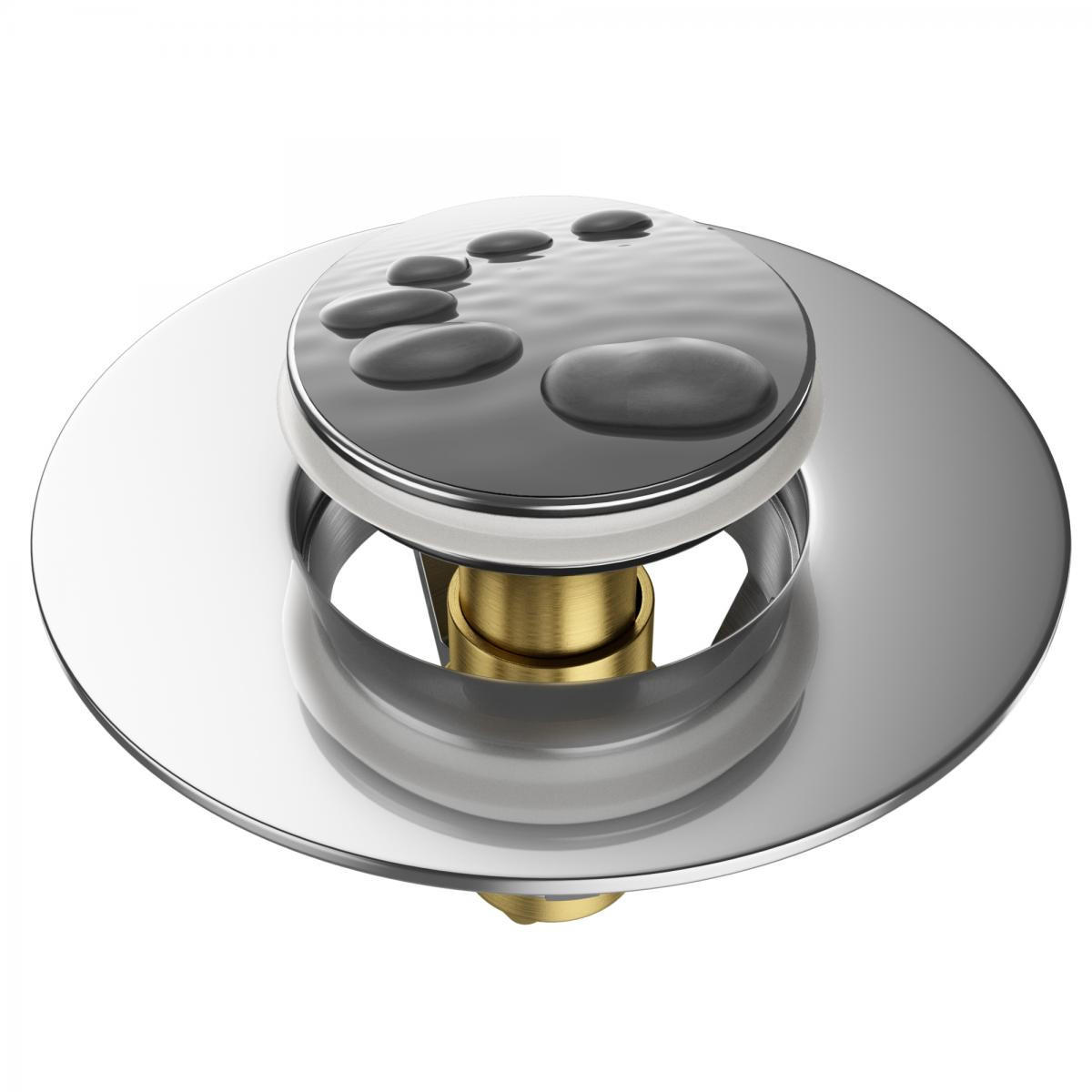 WASCHBECKENSTÖPSEL Pop-Up Black Stones - Grau, Metall (6/4/5cm) - Sanilo