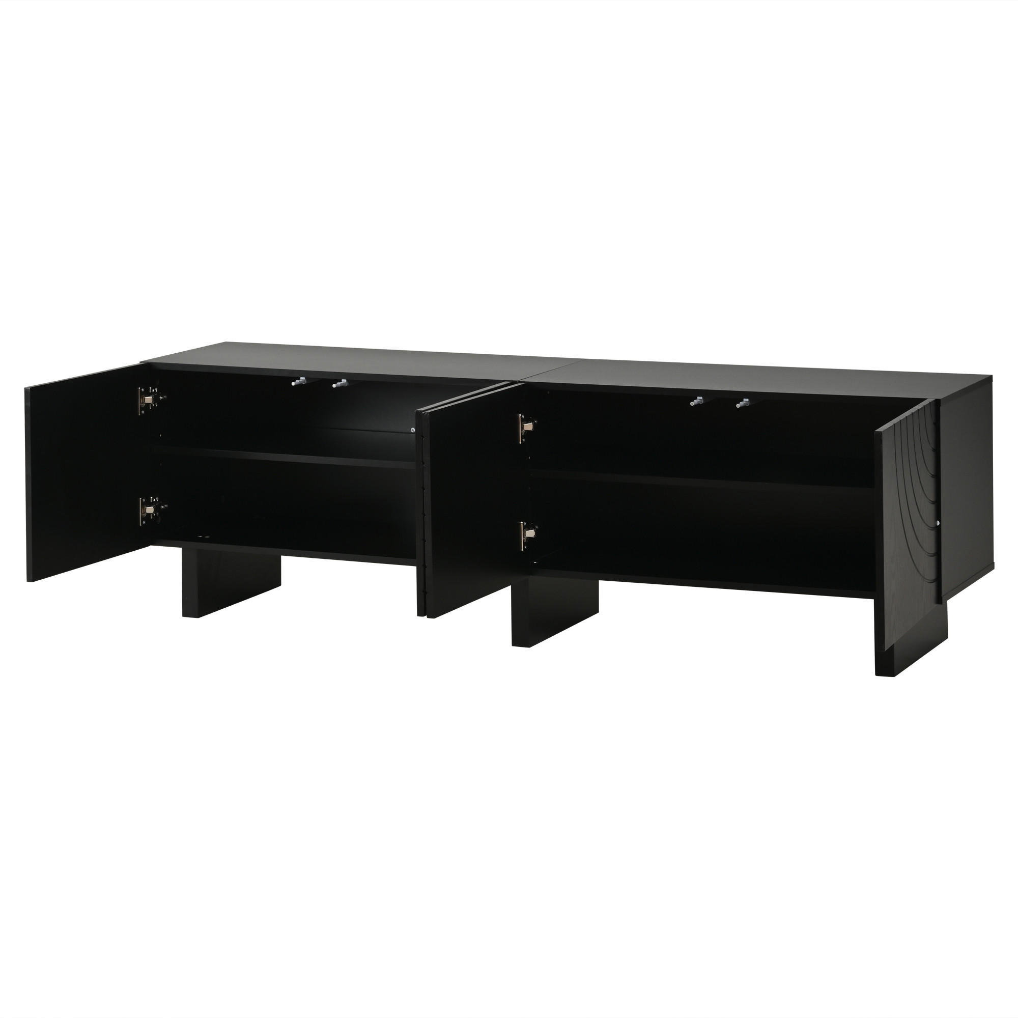 TV-ELEMENT 180/40/55 cm Schwarz mit 4 Türen - Schwarz, Holz (180/55/40cm) - Oxeza