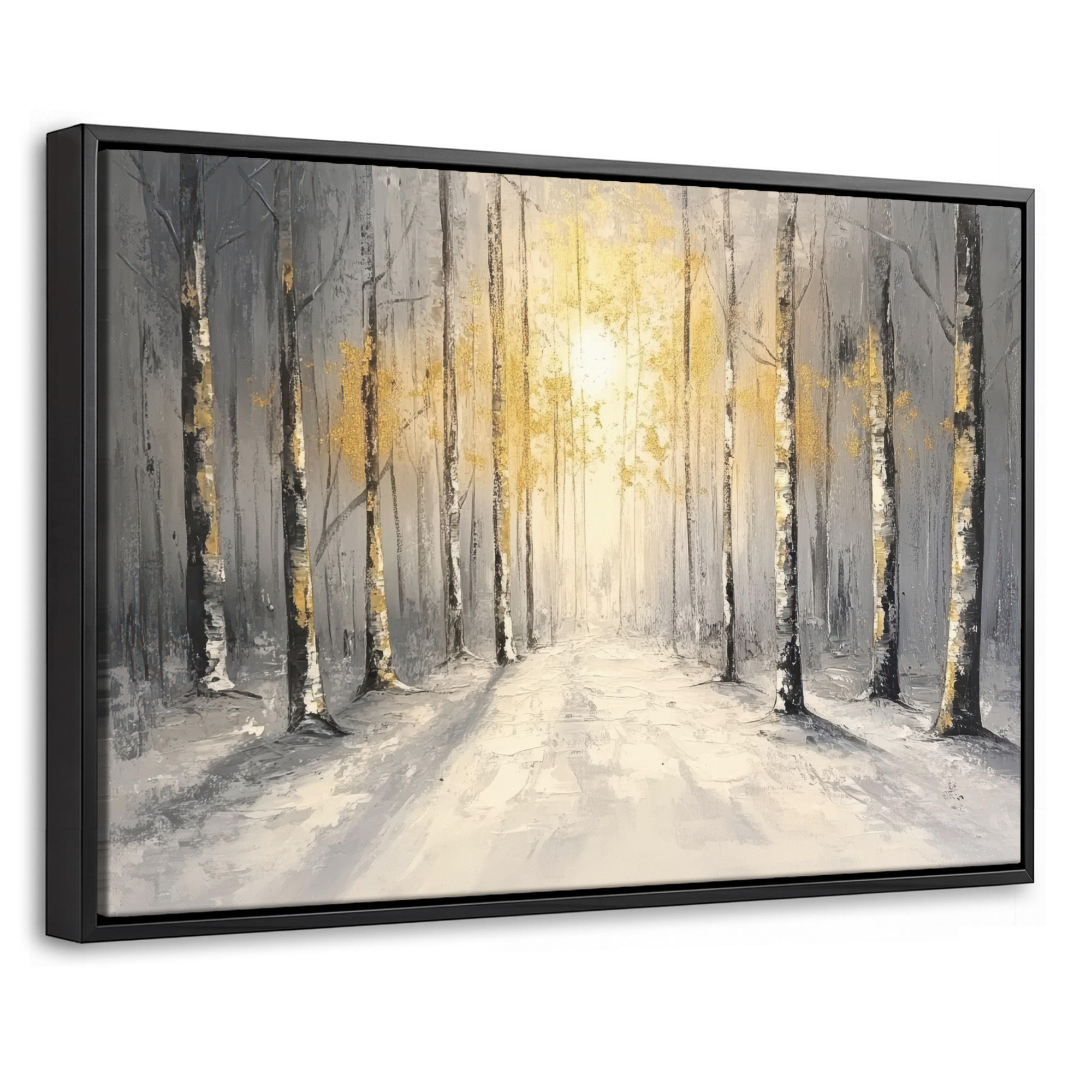 LEINWAND Bilder mit Rahmen - Winter - Abstrakt - Schnee - Natur - Sonne - 30x20 - Grau, Textil (30/20cm) - MuchoWow