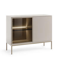 SIDEBOARD Laval K104 LED - Kaschmir, Dreitürige mit Beleuchtung - Kaschmir, Glas/Holzwerkstoff (104/83/39cm) - Komodee