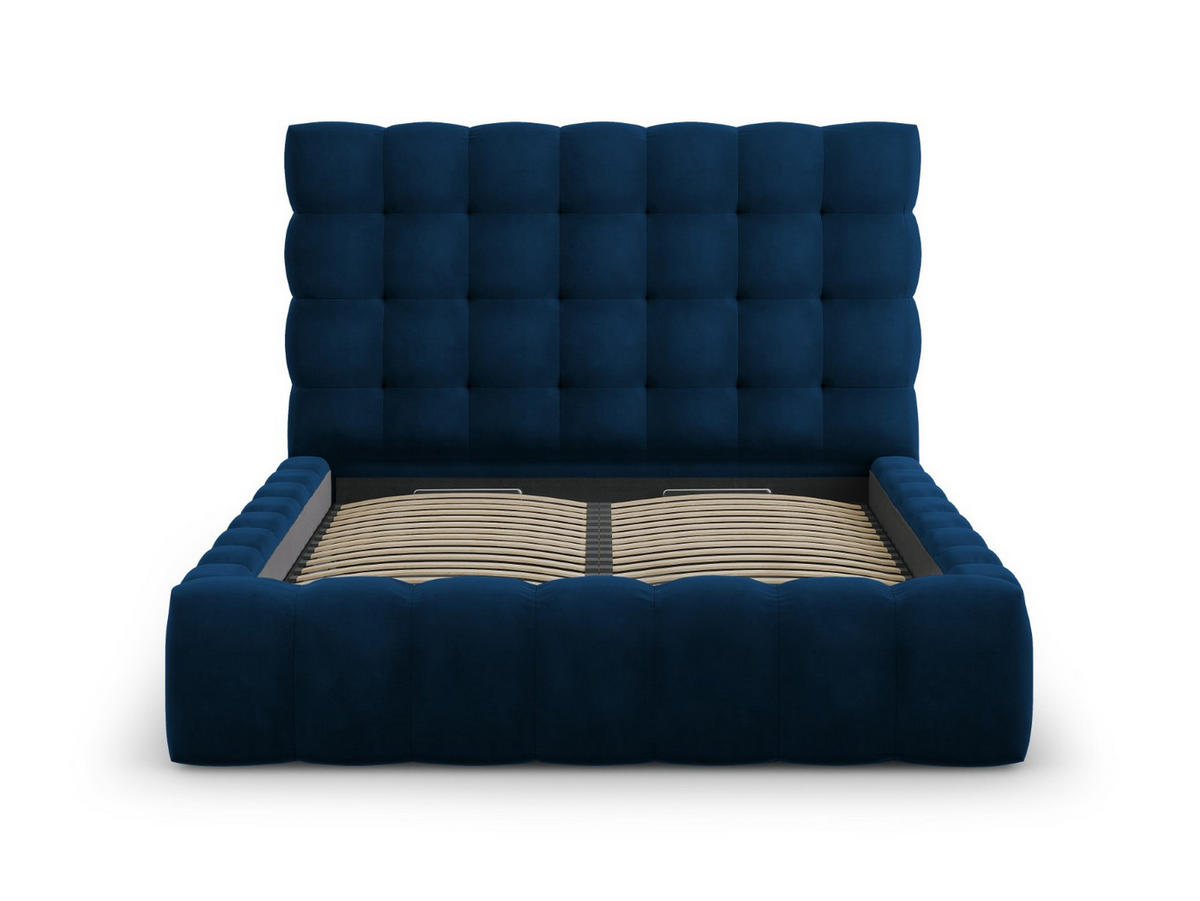 BETT mit Bettkasten und Kopfteil Mamaia aus Samt königsblau 140x200cm - Blau, Textil (140/200cm) - Micadoni