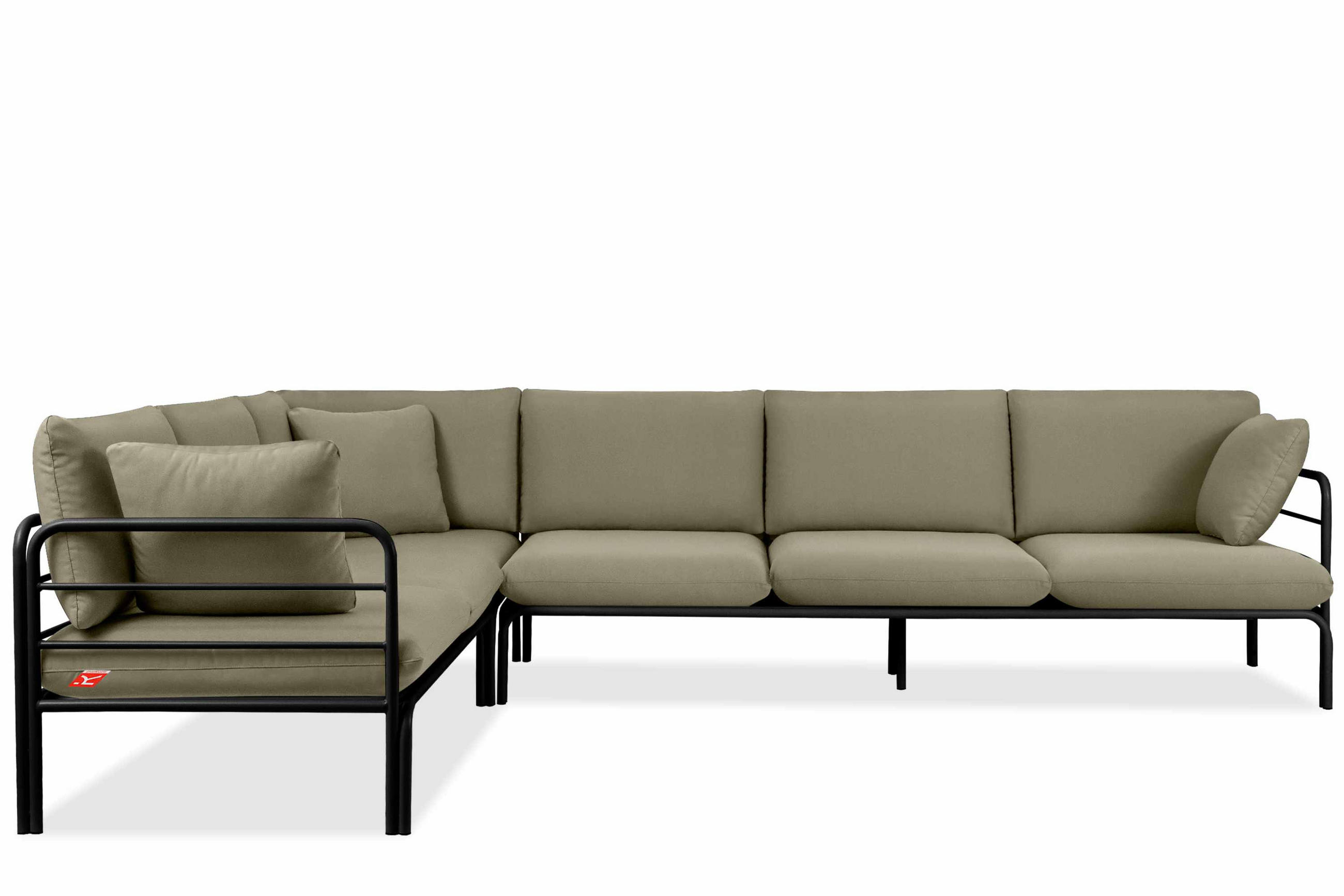 GARTENECKSOFA RAMBE 5-Sitzer mit Kissen, Anthrazit/Beige - Dunkelgrau/Beige, Textil/Metall (304/80/229cm) - KONSIMO®