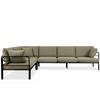 GARTENECKSOFA RAMBE 5-Sitzer mit Kissen, Anthrazit/Beige - Dunkelgrau/Beige, Textil/Metall (304/80/229cm) - KONSIMO®