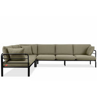GARTENECKSOFA RAMBE 5-Sitzer mit Kissen, Anthrazit/Beige - Dunkelgrau/Beige, Textil/Metall (304/80/229cm) - KONSIMO®