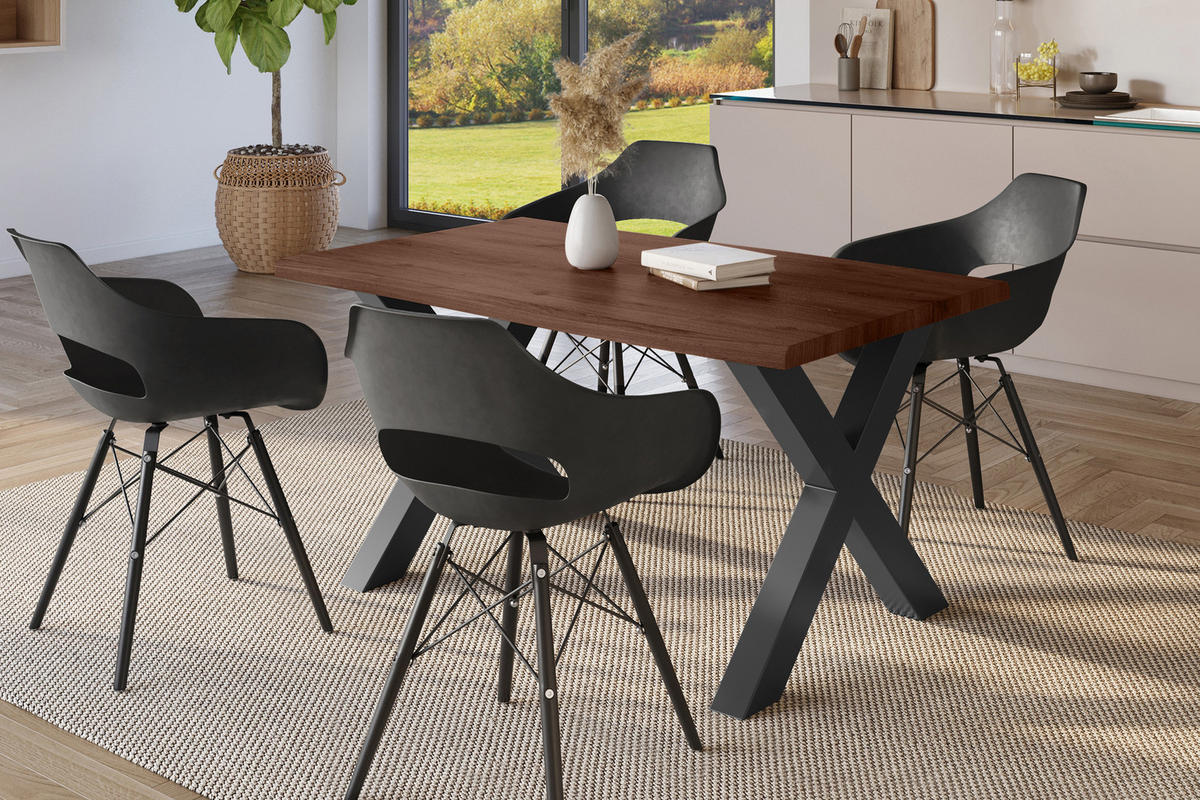 ESSTISCH JULIUS X - Nussbaumfarben/Schwarz, Holz (80/140/77cm) - SAM